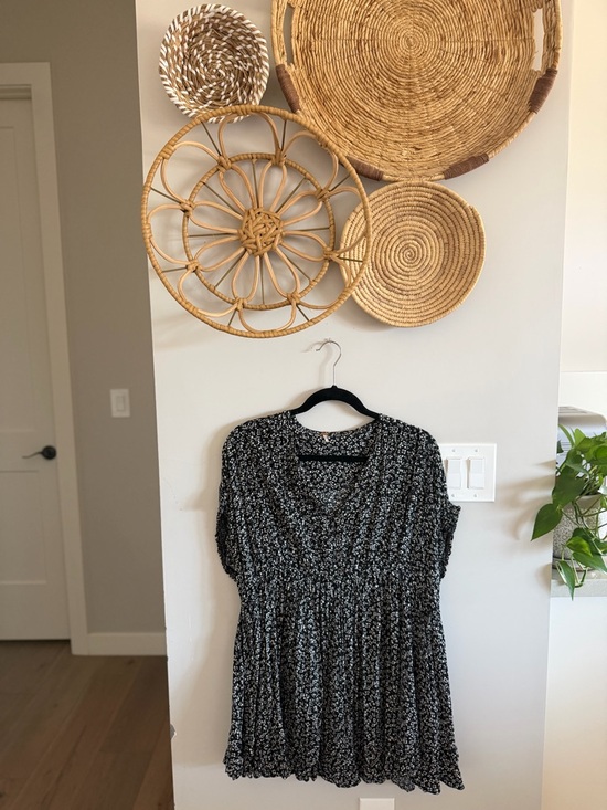 Free People Tops - Free People Black and White Floral Tunic/cover-up/mini dress